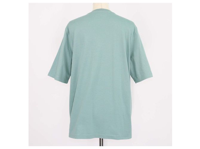 Hermès Hermes Celadon Cotton H Cheval Rundhals T-Shirt Grün - Ansicht 3