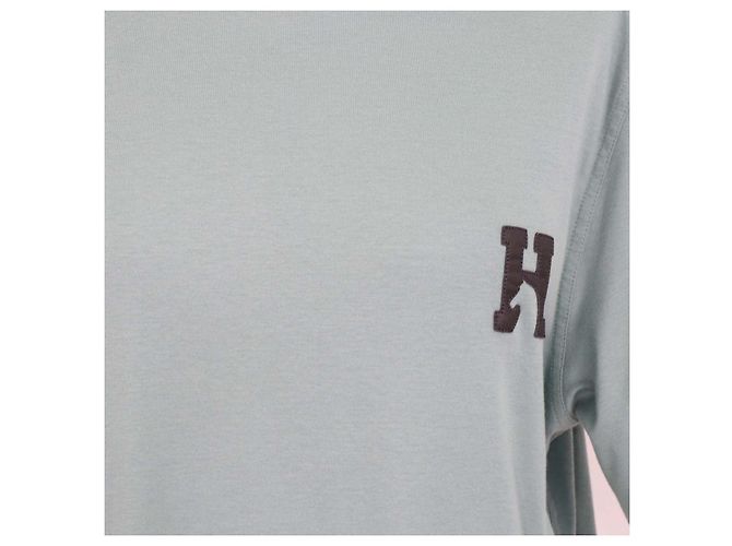 Hermès Hermes Celadon Cotton H Cheval Rundhals T-Shirt Grün - Ansicht 4