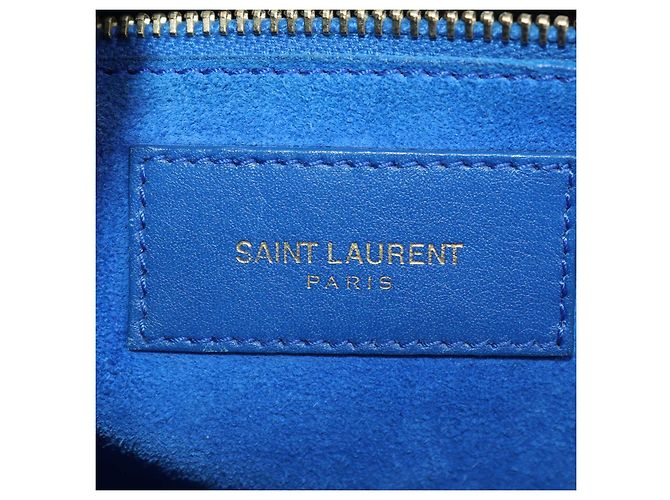 Autre Marque Saint Laurent Sac De Jour Tote Piccola in Pelle Blu - vista 5