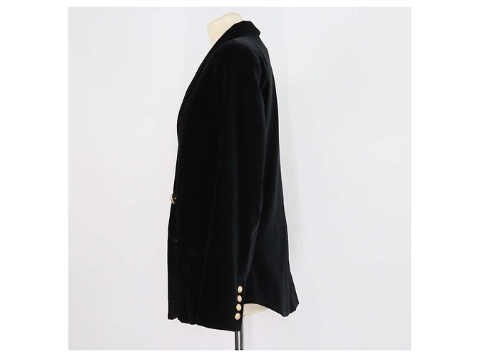 Blazer doppiopetto Balmain in velluto nero - vista 2