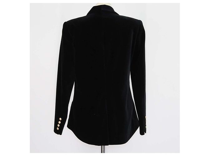 Blazer doppiopetto Balmain in velluto nero - vista 3
