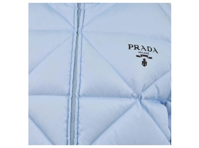 Prada Light Blue Quilted Re-Nylon Puffer Cropped Down Jacket - view 4