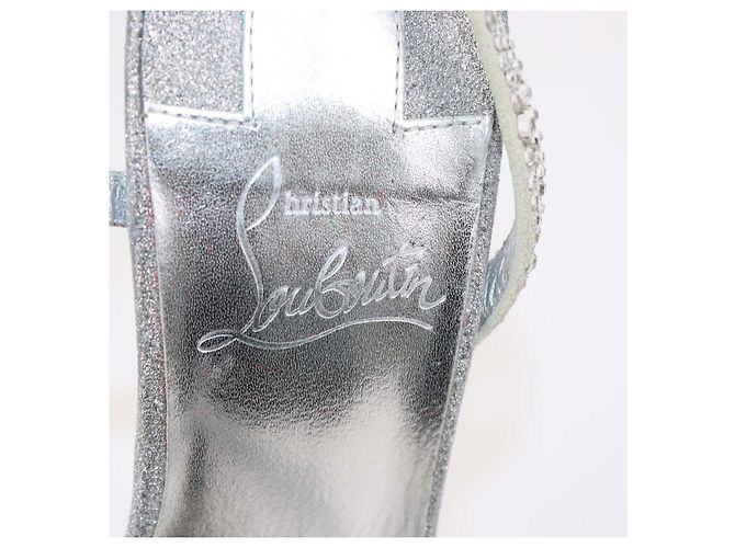 Sandálias Slingback Rosalie em camurça e strass prateado Christian Louboutin Prata - vista 6