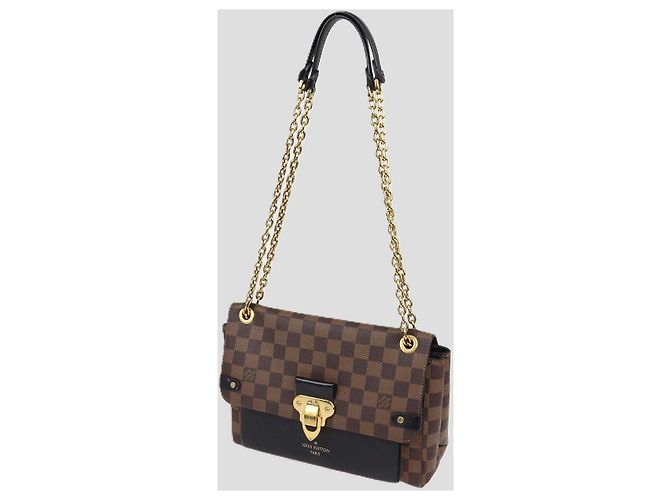 Borsa Louis Vuitton Vavin PM in tela Damier Ebene nera D'oro - vista 2