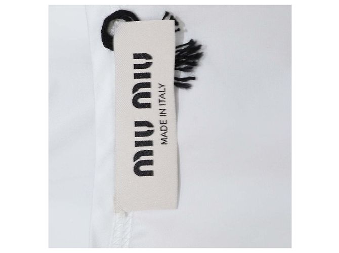 Miu Miu weißes Baumwoll-Crop-Top mit Front-Reißverschluss und Kordelzug - Ansicht 5