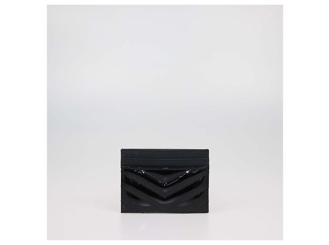 Autre Marque Tarjetero Cassandre de piel lacada acolchada negra Saint Laurent Negro - vista 3