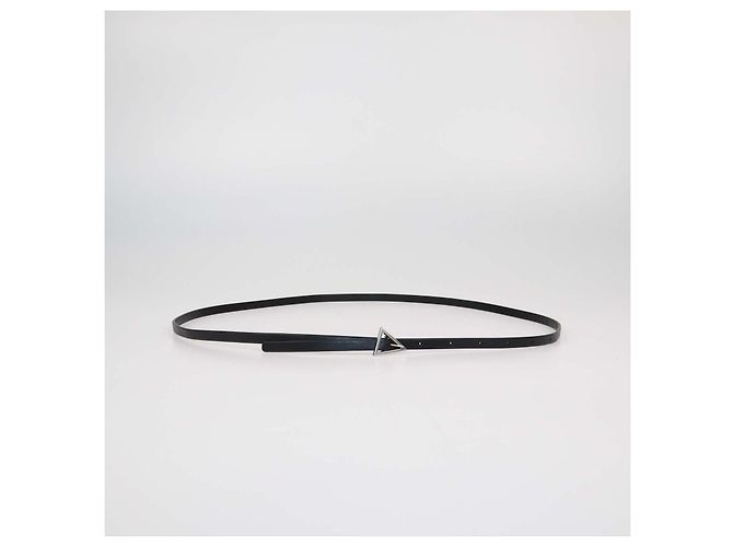 Cinturón Bottega Veneta de piel negra con hebilla triangular fina Negro - vista 4