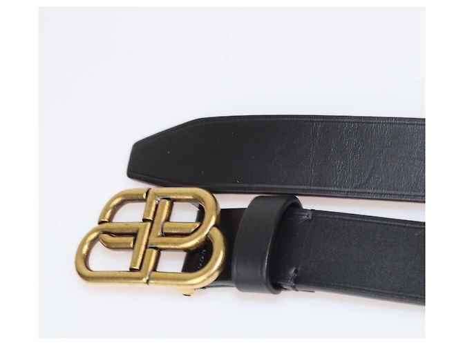 Balenciaga schmaler BB-Gürtel aus schwarzem Leder - Ansicht 5