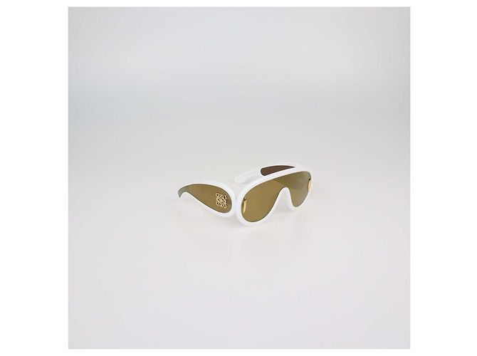 Gafas de sol Loewe White Mirrored Anagram Wave Mask Blanco - vista 2