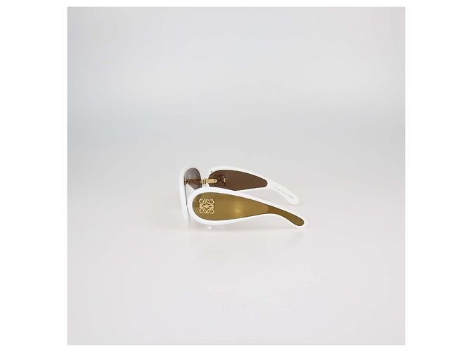 Gafas de sol Loewe White Mirrored Anagram Wave Mask Blanco - vista 4
