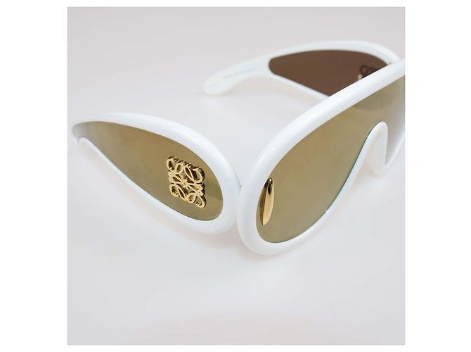 Gafas de sol Loewe White Mirrored Anagram Wave Mask Blanco - vista 5