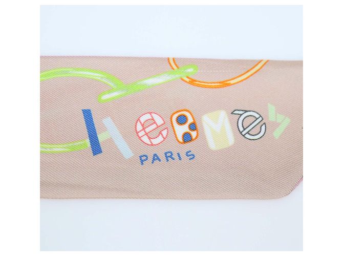 Hermès Hermes Bicolor Silk Do Re Boucles Print Twilly Multicolore - vista 5