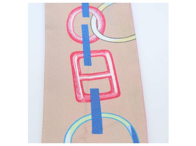 Hermès Hermes Bicolor Silk Do Re Boucles Print Twilly Multicolore - vista 6