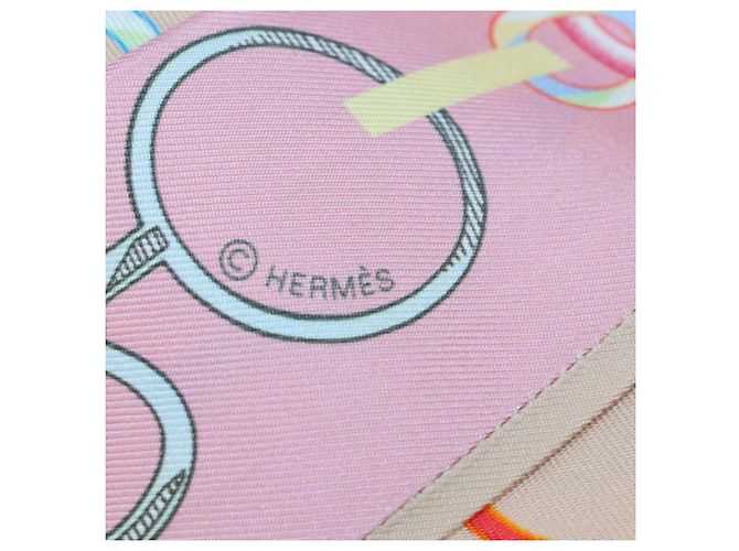 Hermès Hermes Bicolor Silk Do Re Boucles Print Twilly Multicolore - vista 7