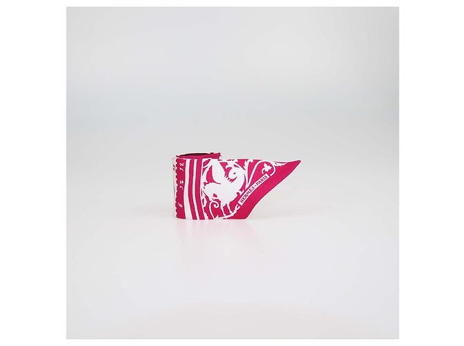 Hermès Hermes Fuchsia, White, Bordeaux Silk Astrologie a Pois Print Twilly Rosa Bianco - vista 2