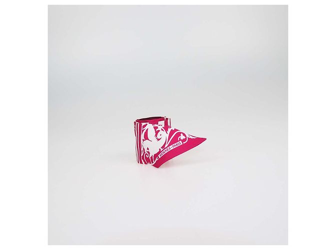 Hermès Hermes Fuchsia, White, Bordeaux Silk Astrologie a Pois Print Twilly Rosa Bianco - vista 3