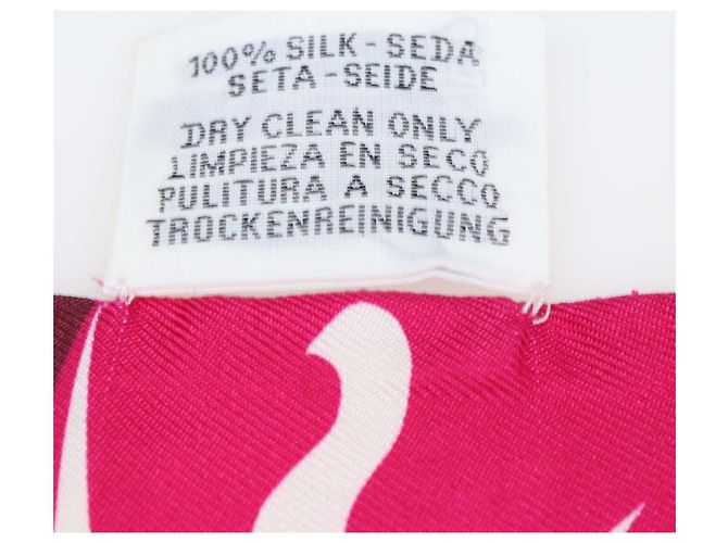 Hermès Hermes Fuchsia, White, Bordeaux Silk Astrologie a Pois Print Twilly Rosa Bianco - vista 6