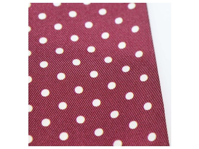 Hermès Hermes Fuchsia, White, Bordeaux Silk Astrologie a Pois Print Twilly Rosa Bianco - vista 7