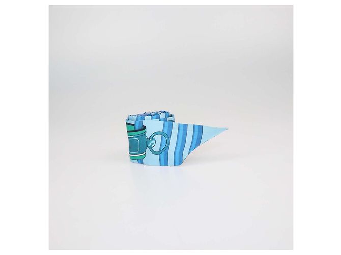 Hermès Hermes Blue Silk Colliers de Chiens Print Twilly Blau - Ansicht 3