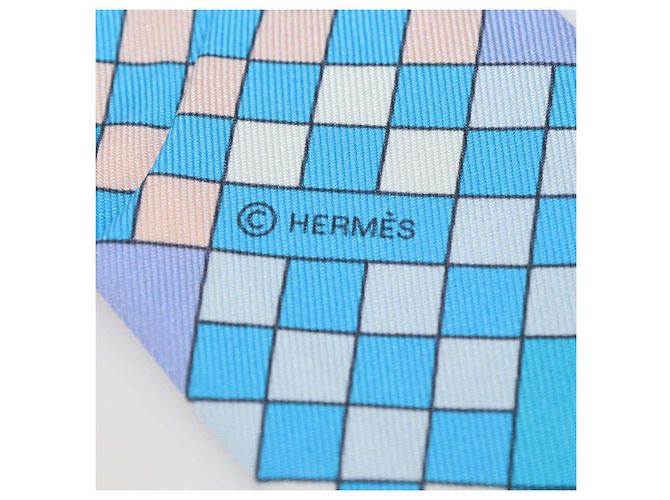Hermès Hermes Blue Silk Colliers de Chiens Print Twilly Blau - Ansicht 6
