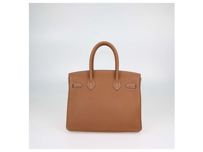 Hermès Borsa Birkin 30 Hermes in pelle Togo Gold con hardware Palladium Marrone - vista 3