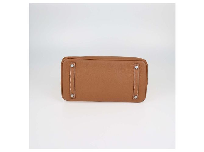 Hermès Borsa Birkin 30 Hermes in pelle Togo Gold con hardware Palladium Marrone - vista 4