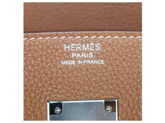 Hermès Borsa Birkin 30 Hermes in pelle Togo Gold con hardware Palladium Marrone - vista 5