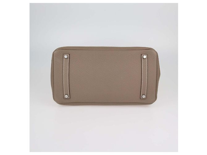 Hermès Borsa Birkin 35 Hermes in pelle Clemence Etoupe con hardware Palladium Taupe - vista 4
