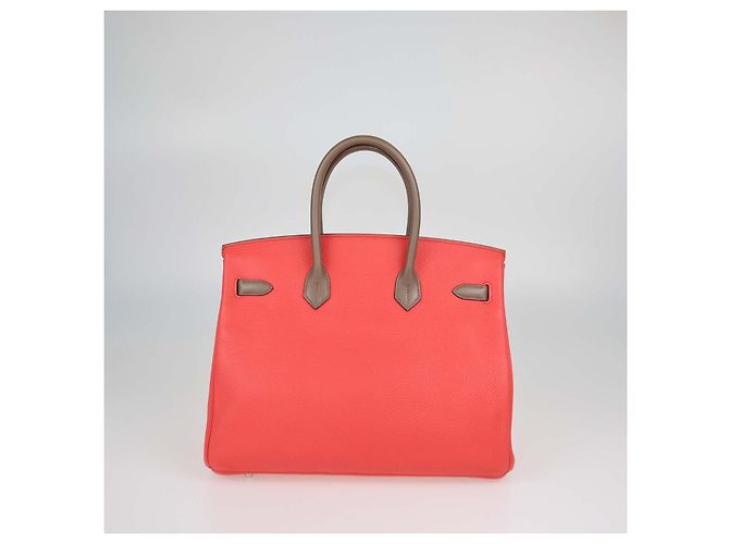 Hermès Borsa Birkin 35 Hermes Etoupe, Argile, Rose Jaipur in pelle Clemence e Swift, Palladium spazzolato - vista 3