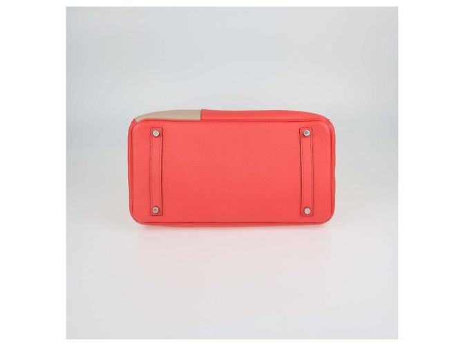 Hermès Borsa Birkin 35 Hermes Etoupe, Argile, Rose Jaipur in pelle Clemence e Swift, Palladium spazzolato - vista 4