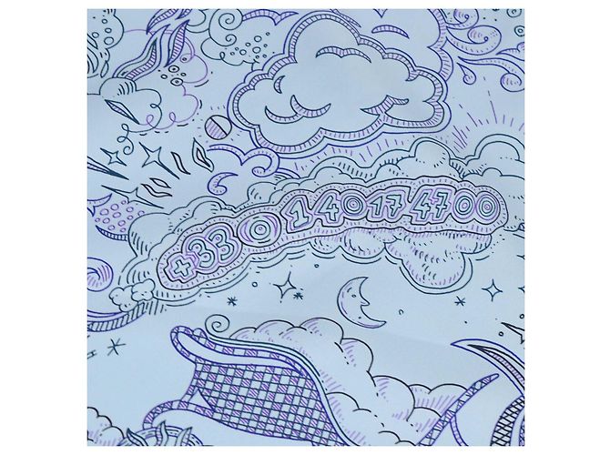 Hermès Hermes Blue Ciel, Encre, Violet Silk Please Hold The Line Scarf 90 - vista 5