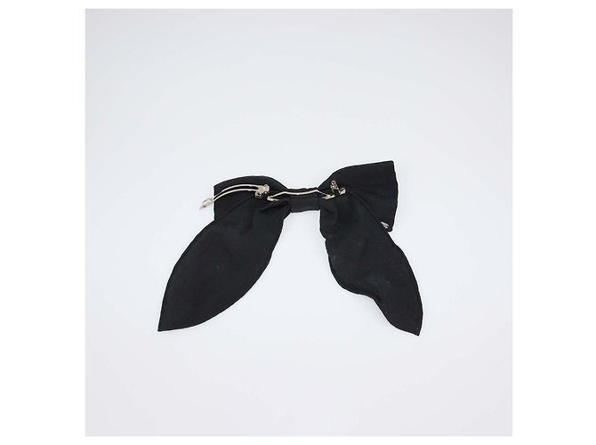 Fermi capelli Chanel in tessuto nero con fiocco - vista 6