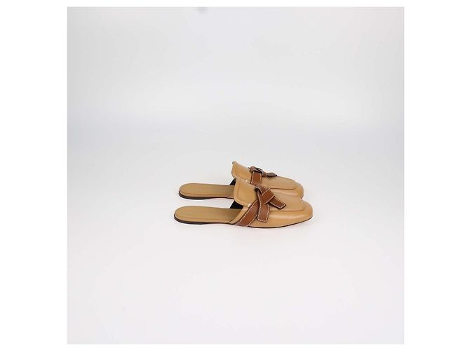 Loewe Alaia Gate Flache Mules aus Leder Tan Braun - Ansicht 3