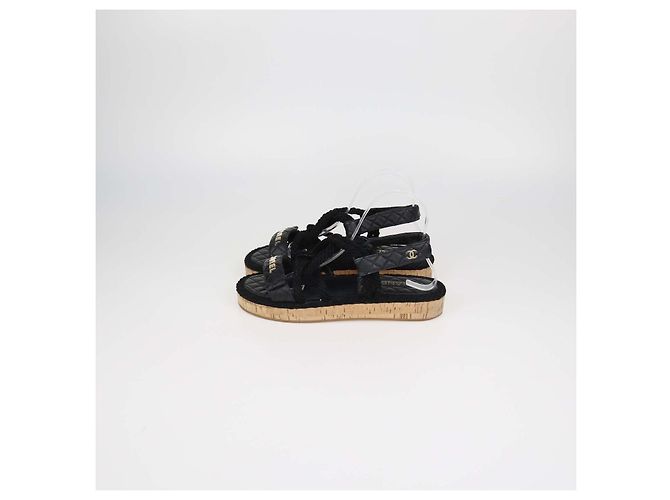 Sandali bassi Dad in pelle matelassé nera e corda Chanel Nero - vista 4