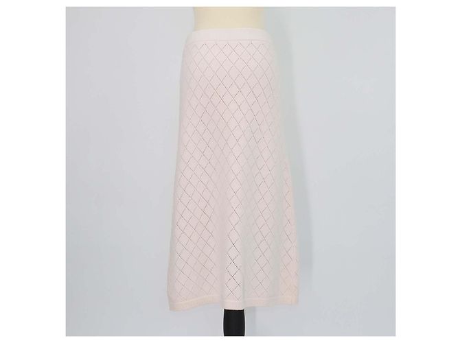 Falda midi de punto de lana pointelle off White Zimmermann Beige - vista 3