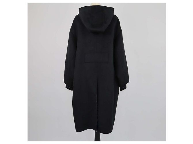 Prada Black Blend Wool Belted Hoodie Coat - view 3