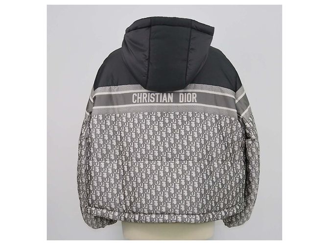 Christian Dior Grey Oblique Polyester Puffer Reversible Jacke Grau - Ansicht 3