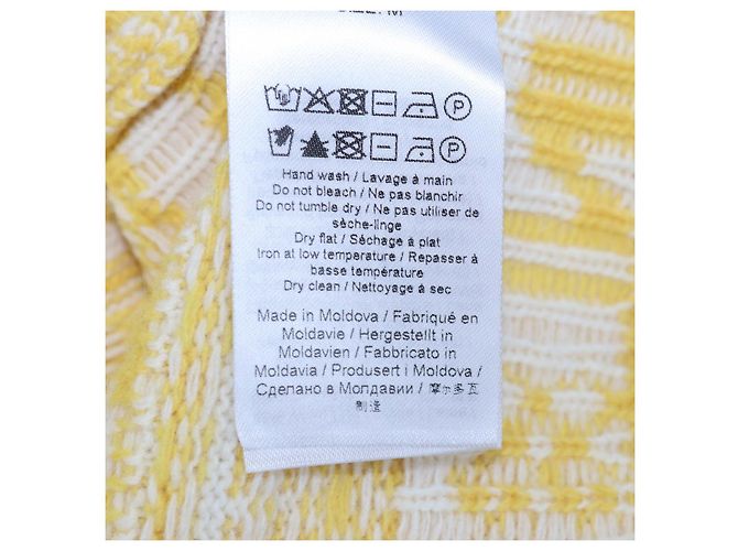 Ganni Yellow, Off White Wool Logo Print V-Neck Sleeveless Top Amarillo - vista 6