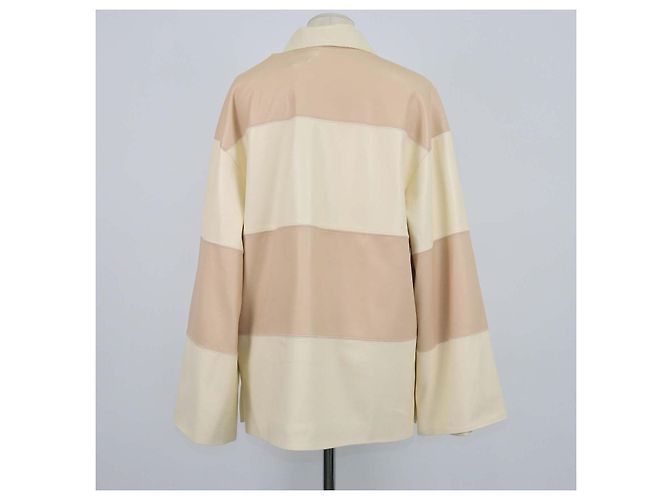Nanushka Mini Abito in Patchwork di Eco-pelle Beige e Crema - vista 3