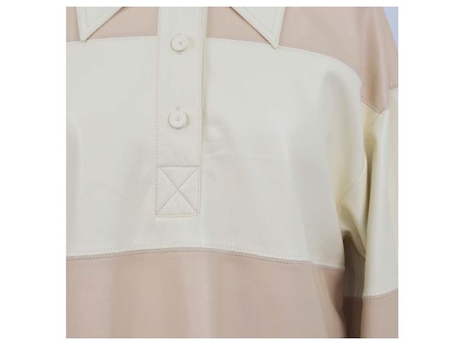 Nanushka Mini Abito in Patchwork di Eco-pelle Beige e Crema - vista 4