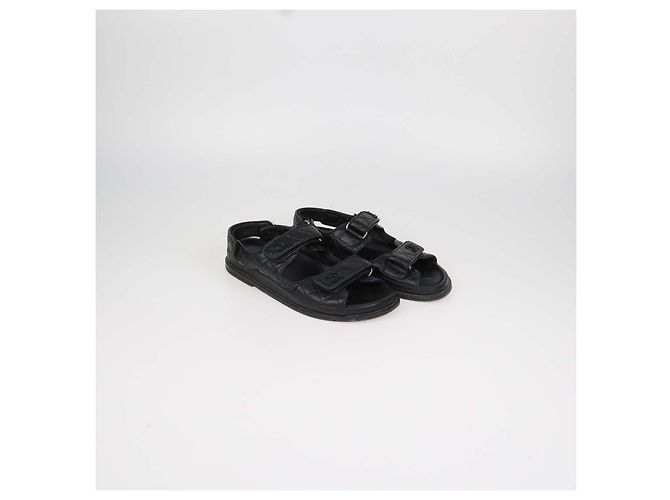 Sandali Dad in pelle matelassé nera Chanel Nero - vista 2