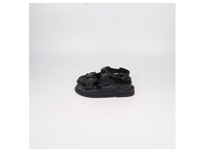 Sandali Dad in pelle matelassé nera Chanel Nero - vista 4