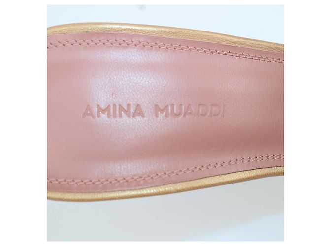 Sandali slide Debora Amina Muaddi in pelle dorata con cristalli a farfalla D'oro - vista 6