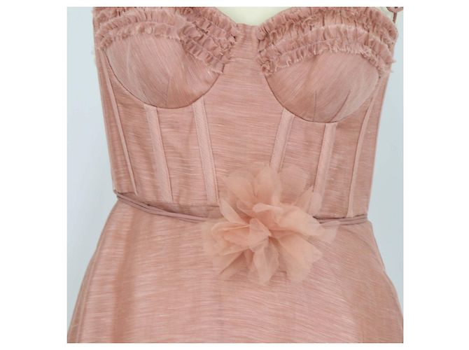 Abito midi in lino e seta Luna Ruffle Dusty Peach di Zimmermann Pesca - vista 4
