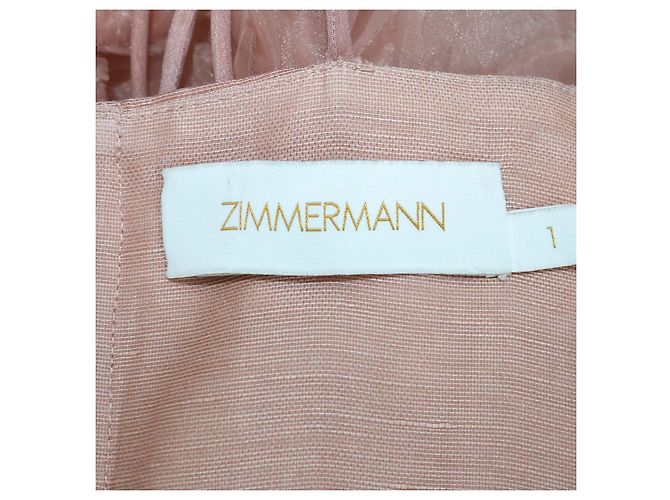 Abito midi in lino e seta Luna Ruffle Dusty Peach di Zimmermann Pesca - vista 5