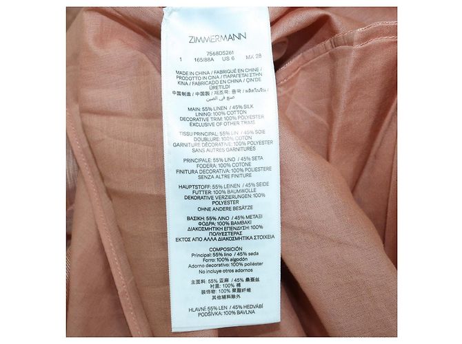 Abito midi in lino e seta Luna Ruffle Dusty Peach di Zimmermann Pesca - vista 6