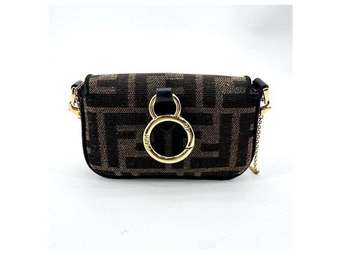 Borsa Fendi Baguette NM Zucca Canvas Mini Nero - vista 3