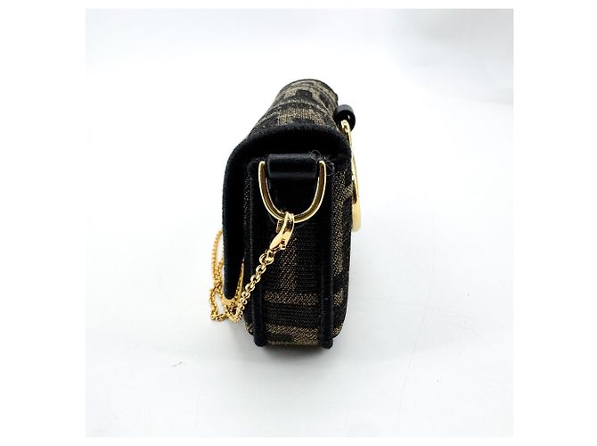 Borsa Fendi Baguette NM Zucca Canvas Mini Nero - vista 4
