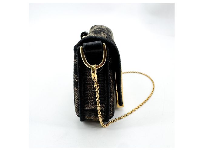 Borsa Fendi Baguette NM Zucca Canvas Mini Nero - vista 5