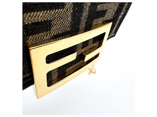 Borsa Fendi Baguette NM Zucca Canvas Mini Nero - vista 7